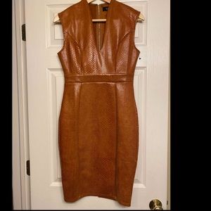 Brown “like leather” dress, US size 0 like new